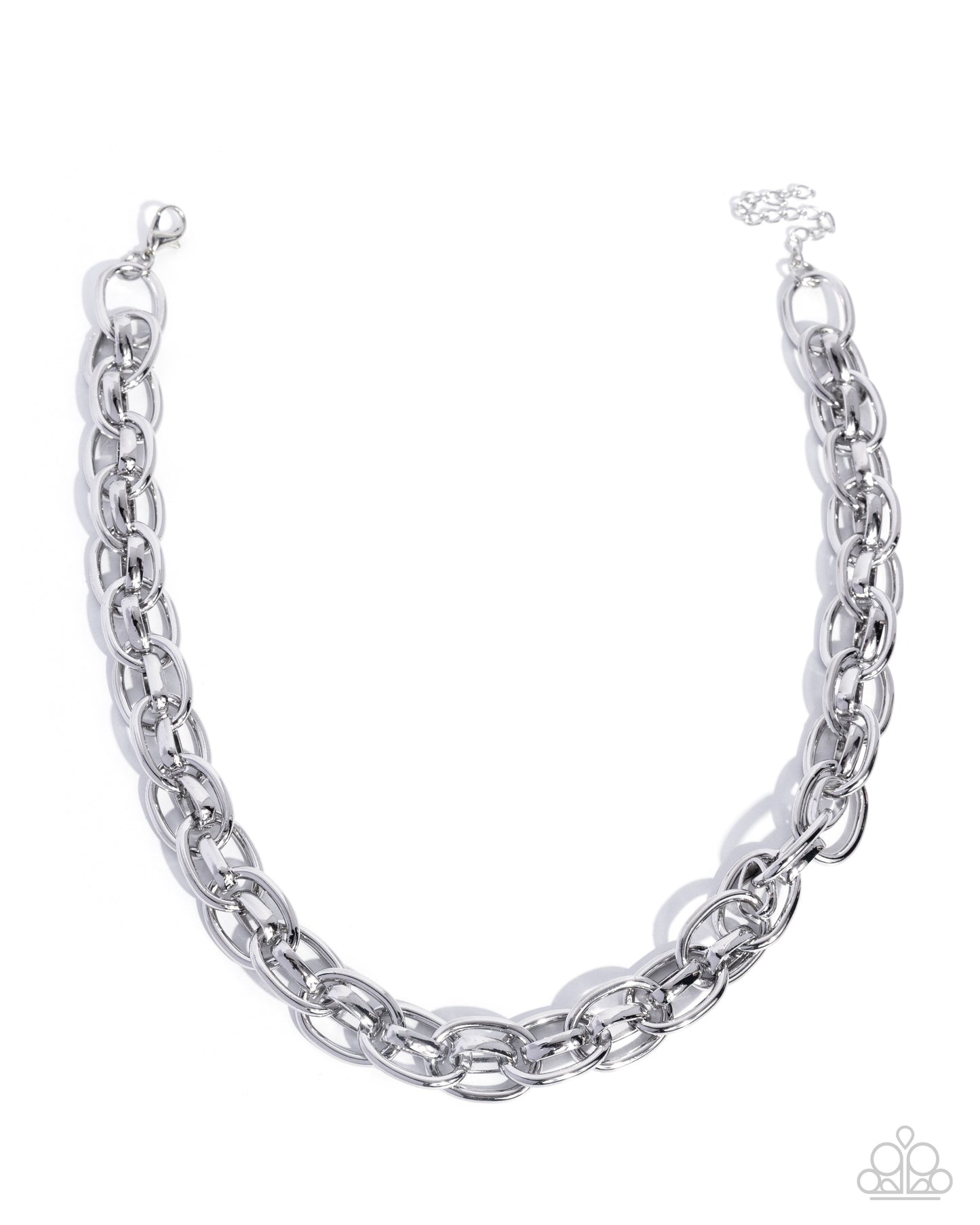 Silver chain necklace on a white background