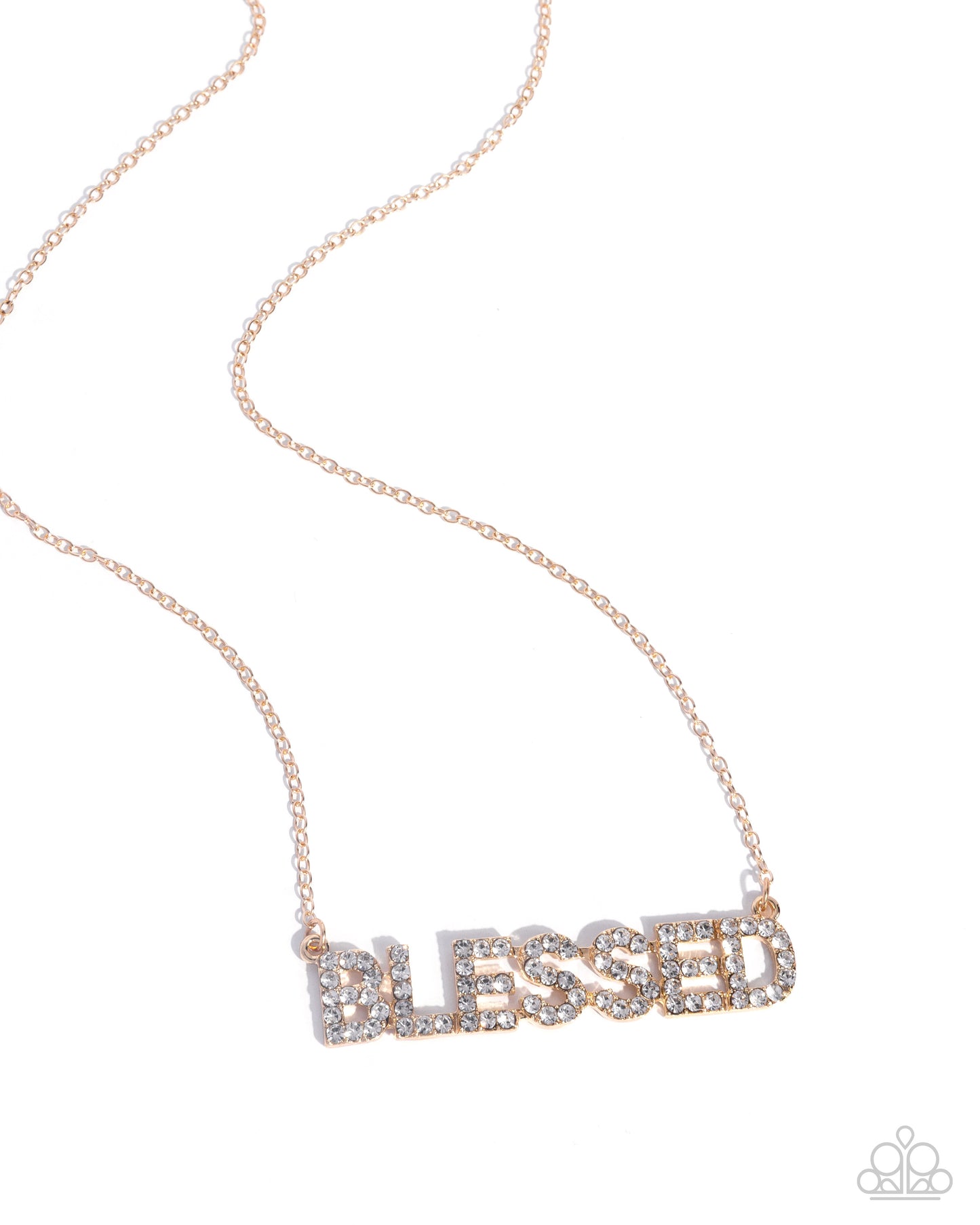 Necklace with 'BLESSED' pendant on a white background