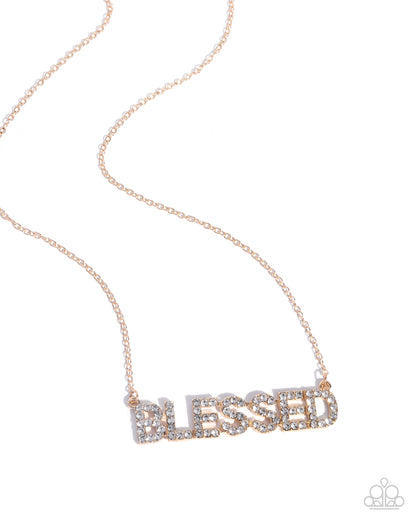 Necklace with 'BLESSED' pendant on a white background