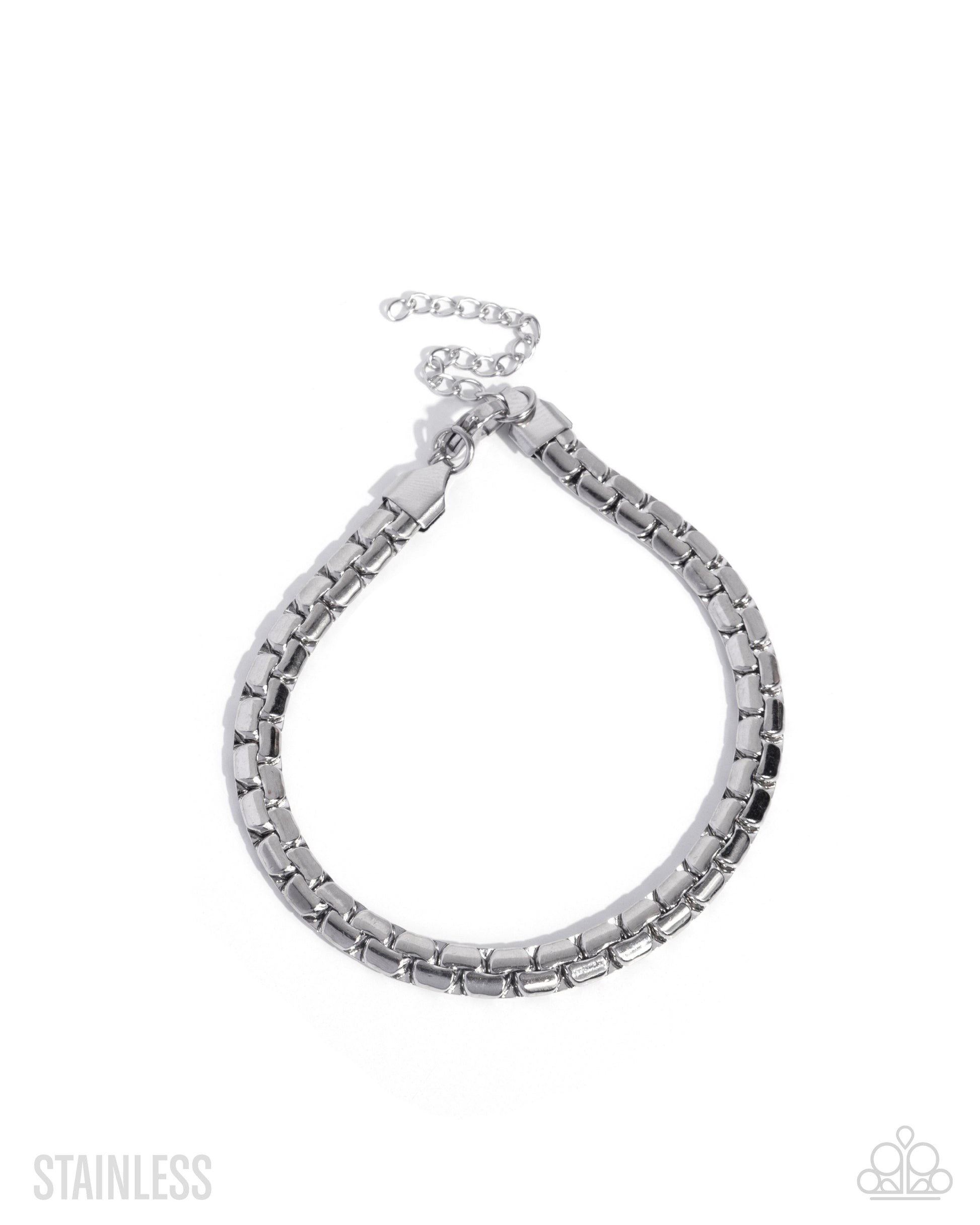 Silver chain bracelet on a white background