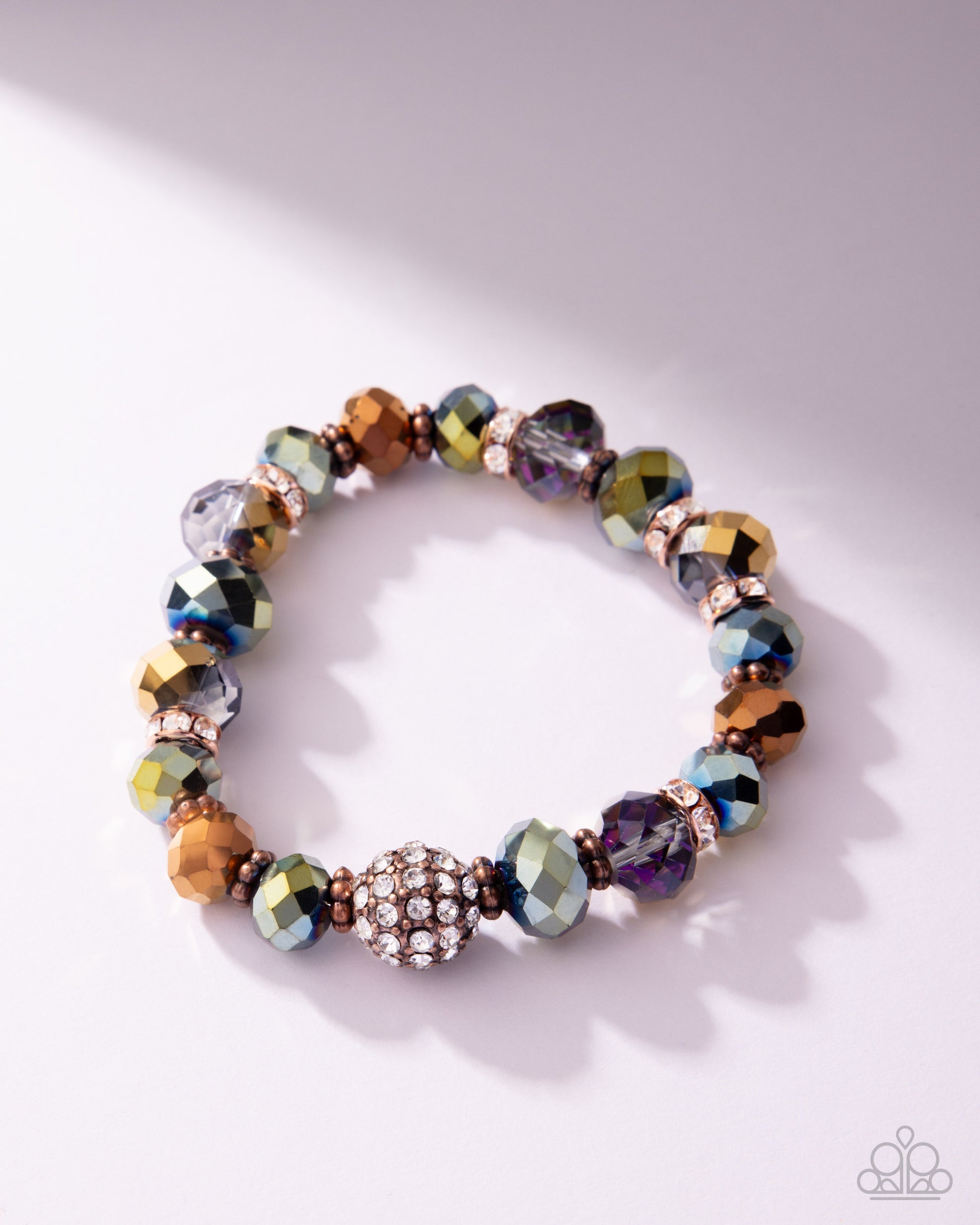 Multicolored beaded bracelet on a white background