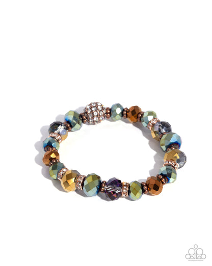 Multicolored beaded bracelet on a white background