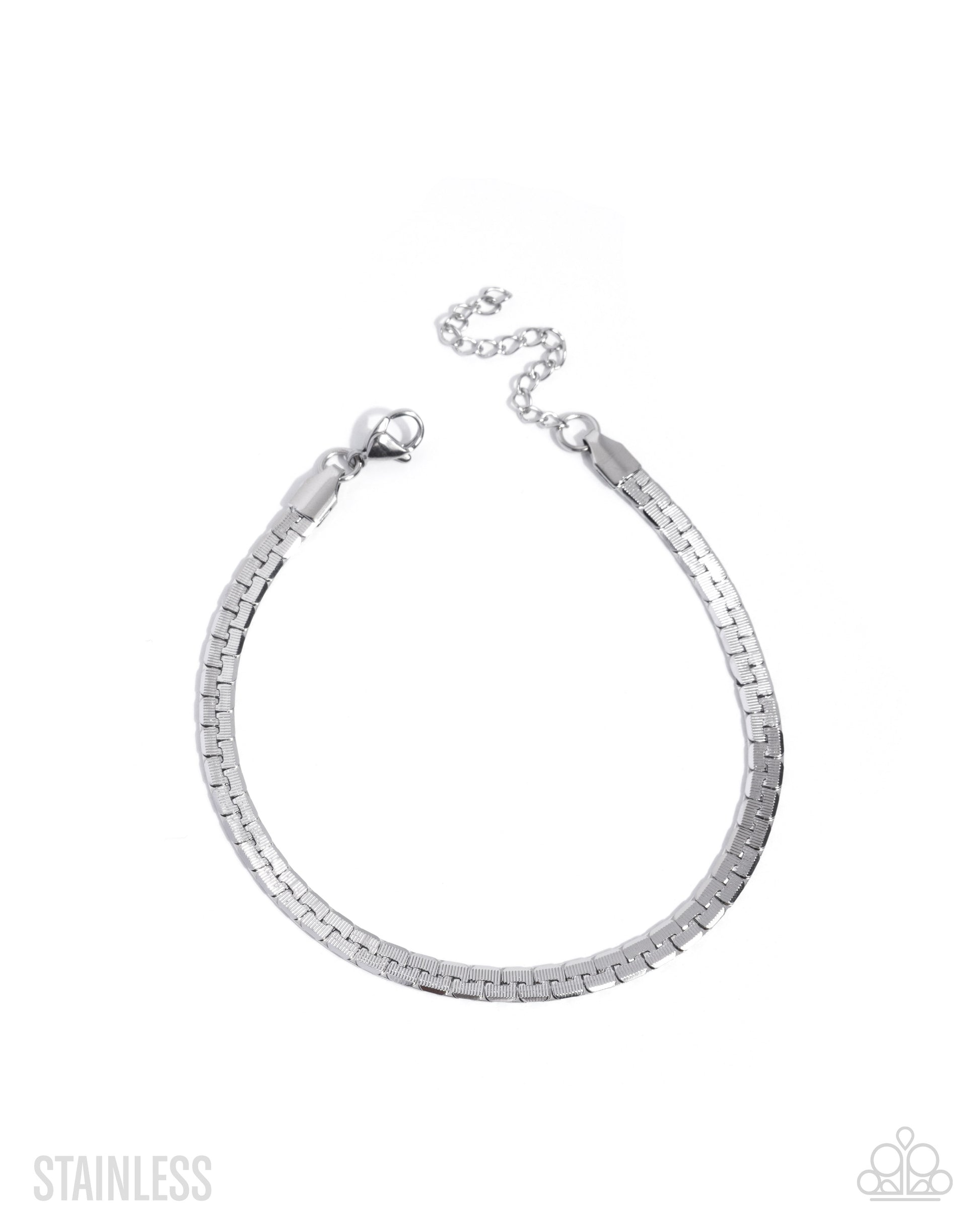 Silver bracelet on a white background
