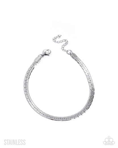 Silver bracelet on a white background