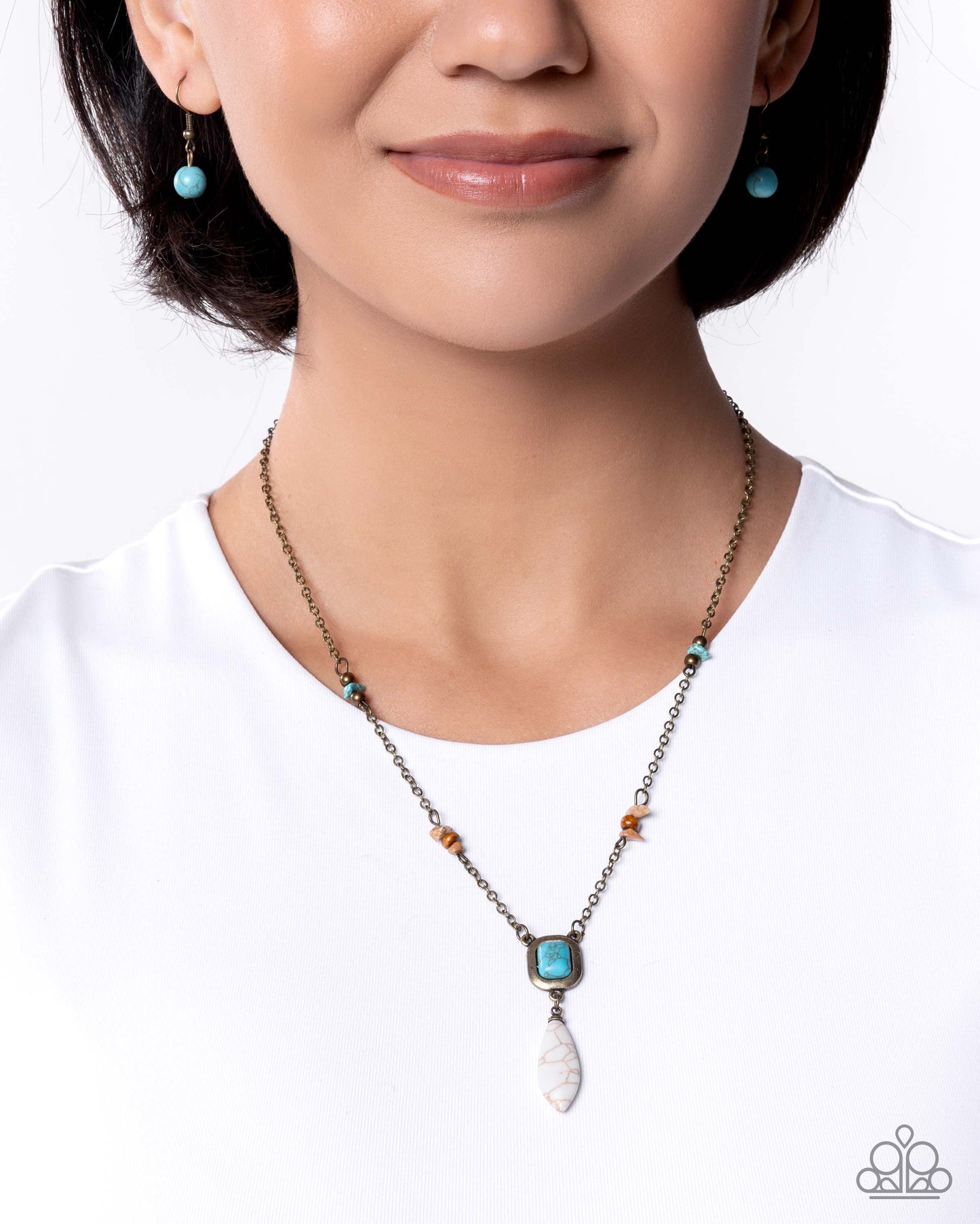 Southwestern Staple earthy necklace with white brown stones and wood beads