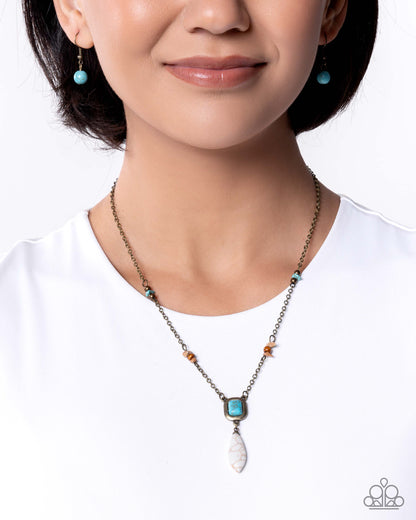 Southwestern Staple earthy necklace with white brown stones and wood beads