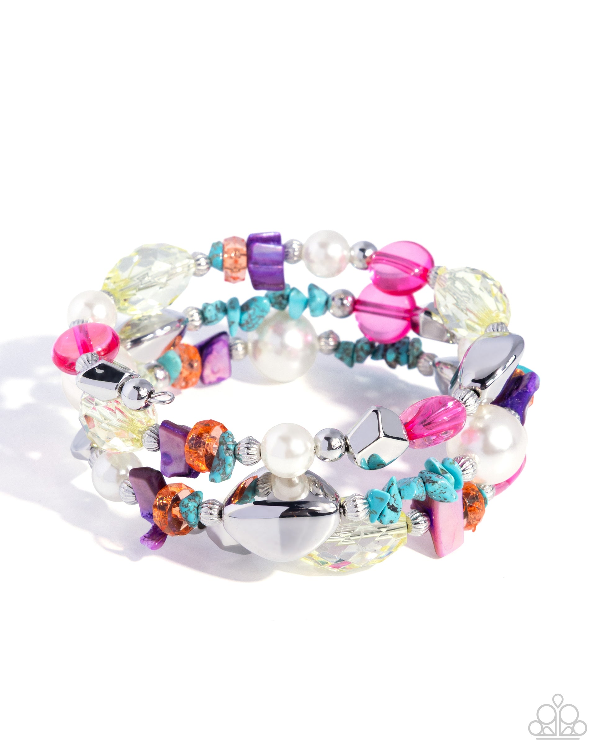Multicolored beaded bracelet with star charm on a white background