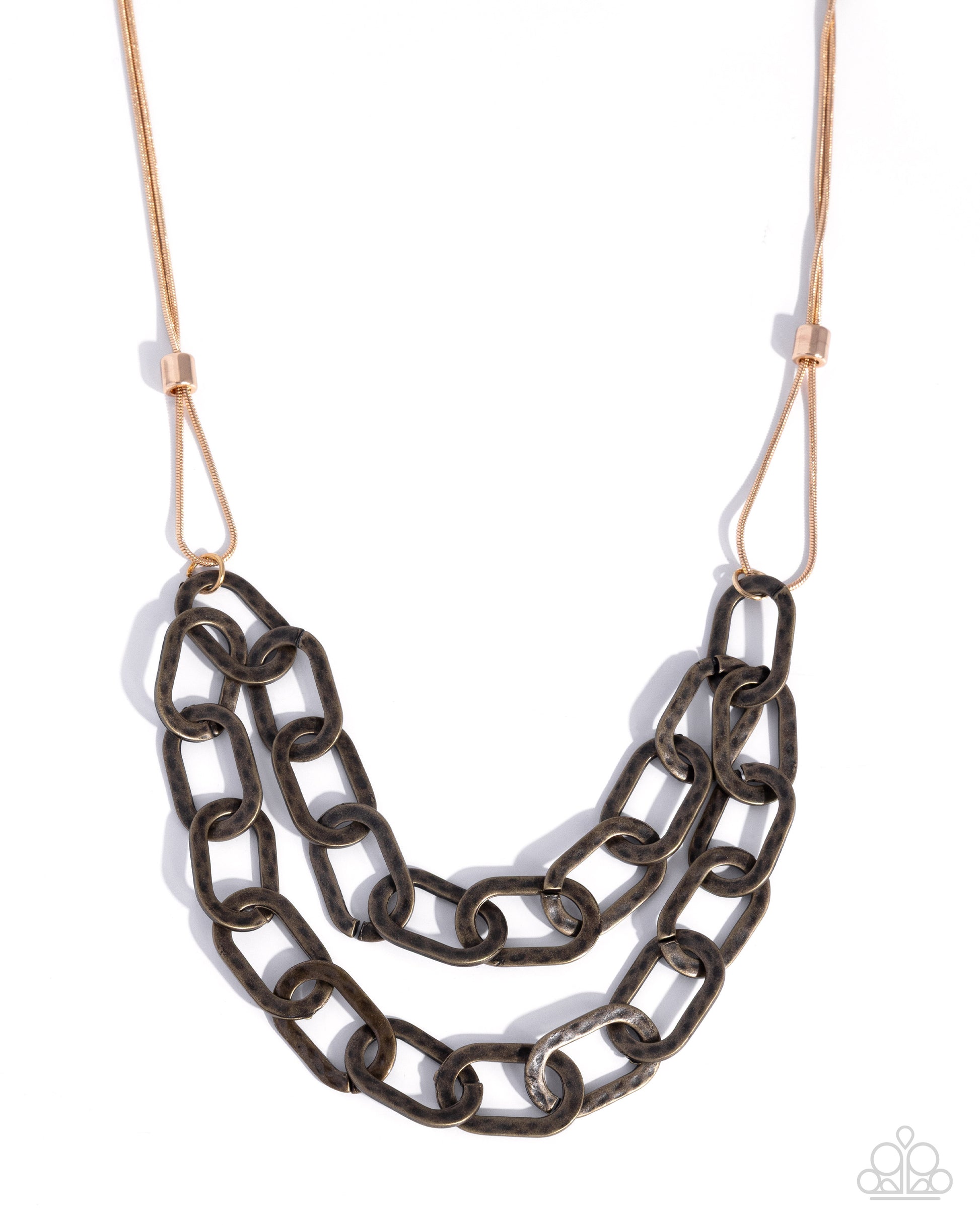 Bronze chain necklace on a white background