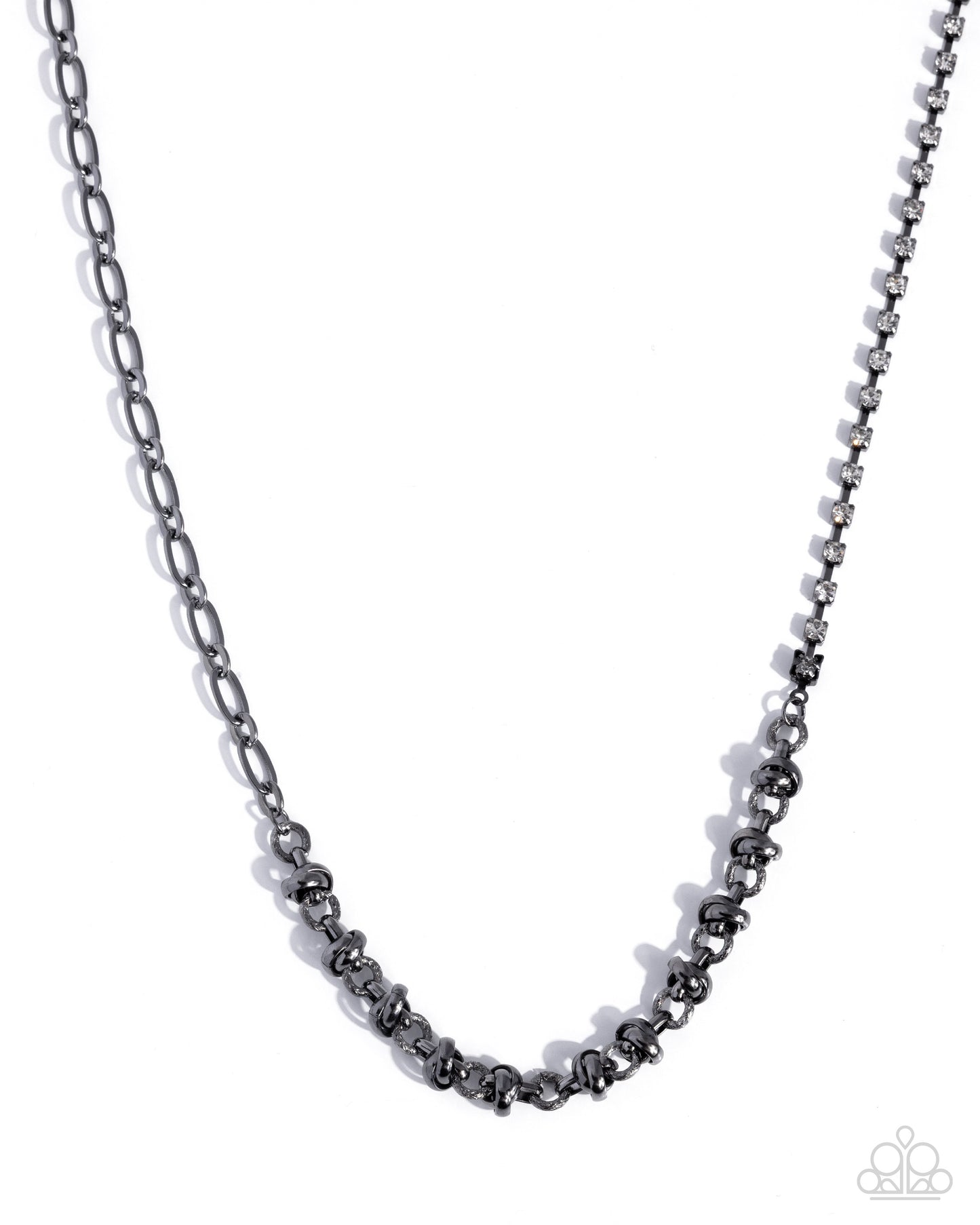 Black beaded necklace on a white background