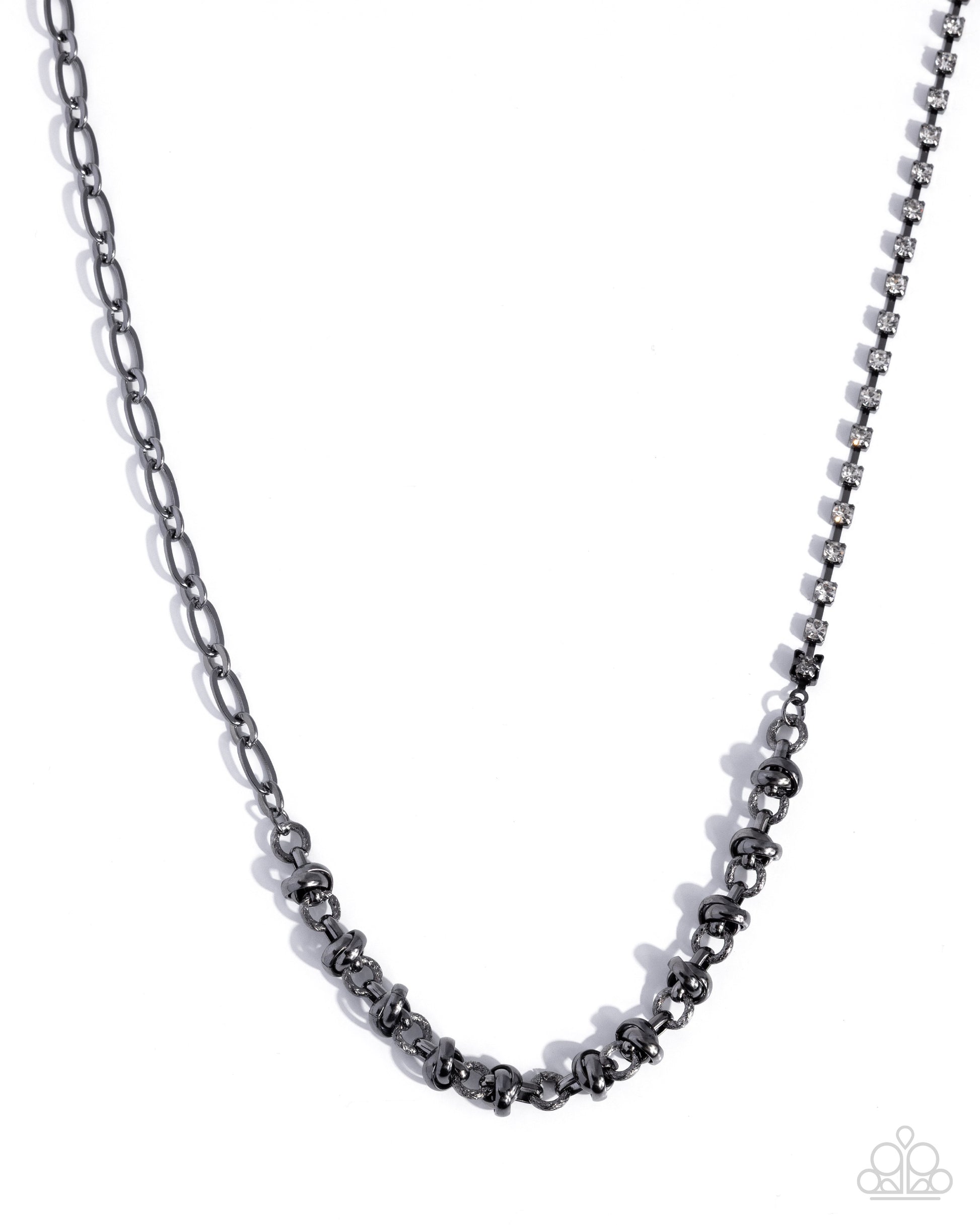 Black beaded necklace on a white background