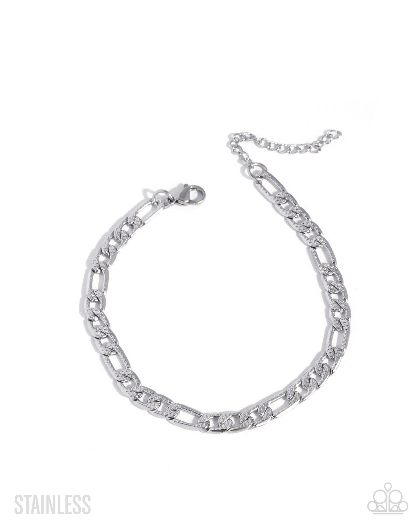 Silver chain bracelet on a white background