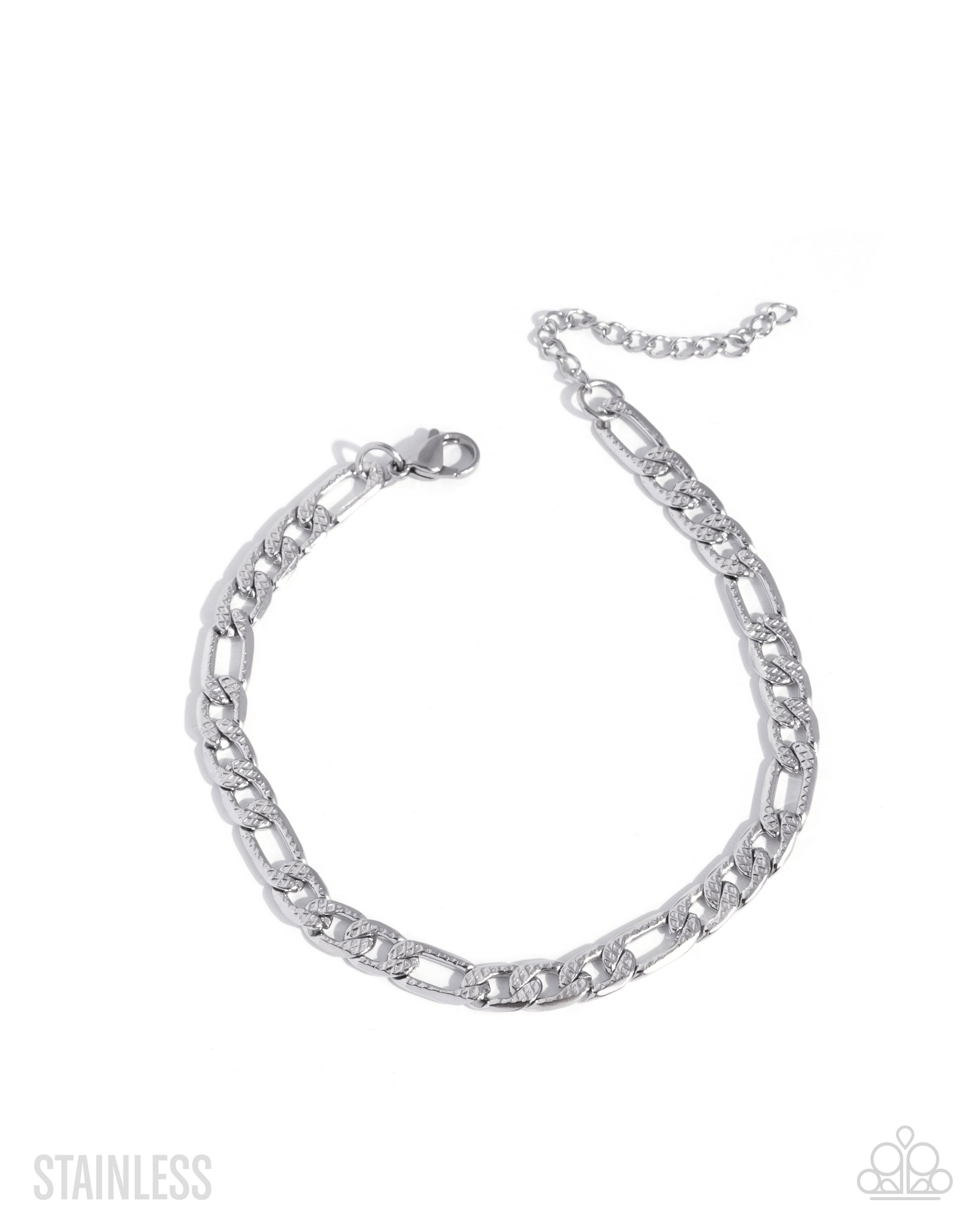 Silver chain bracelet on a white background