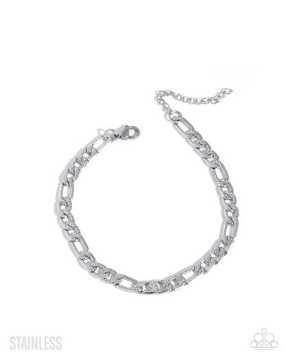 Silver chain bracelet on a white background