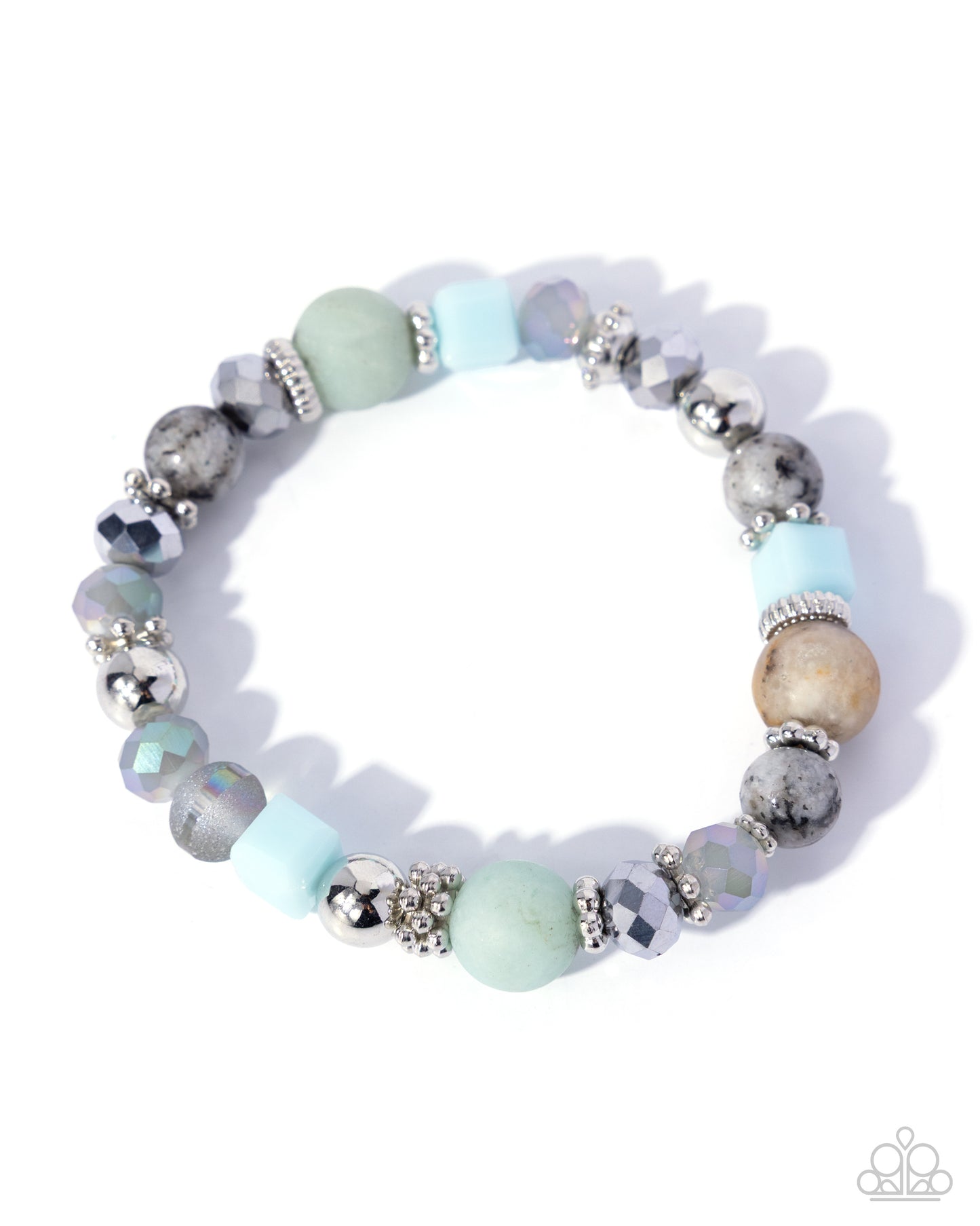 Multicolored beaded bracelet on a white background