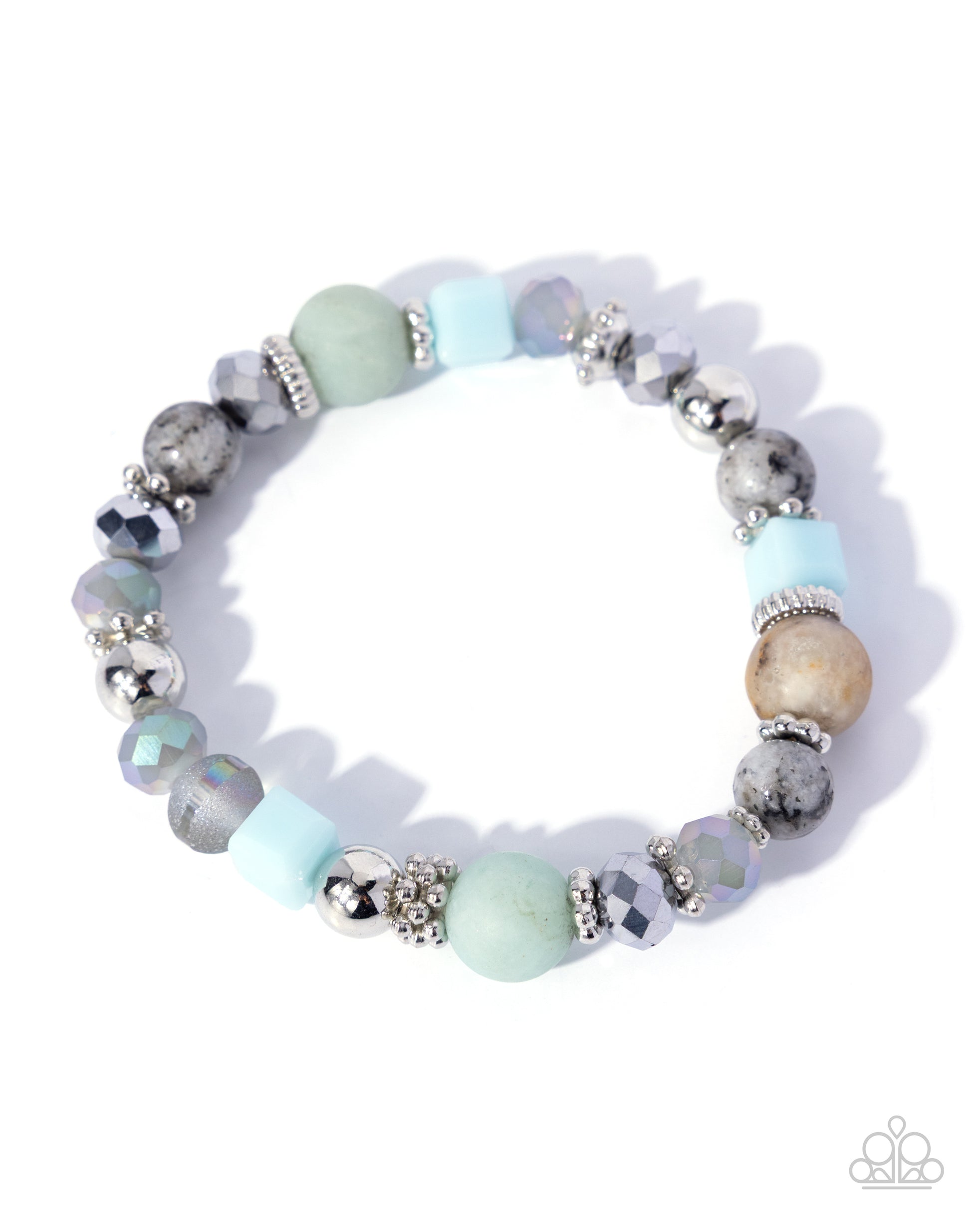 Multicolored beaded bracelet on a white background
