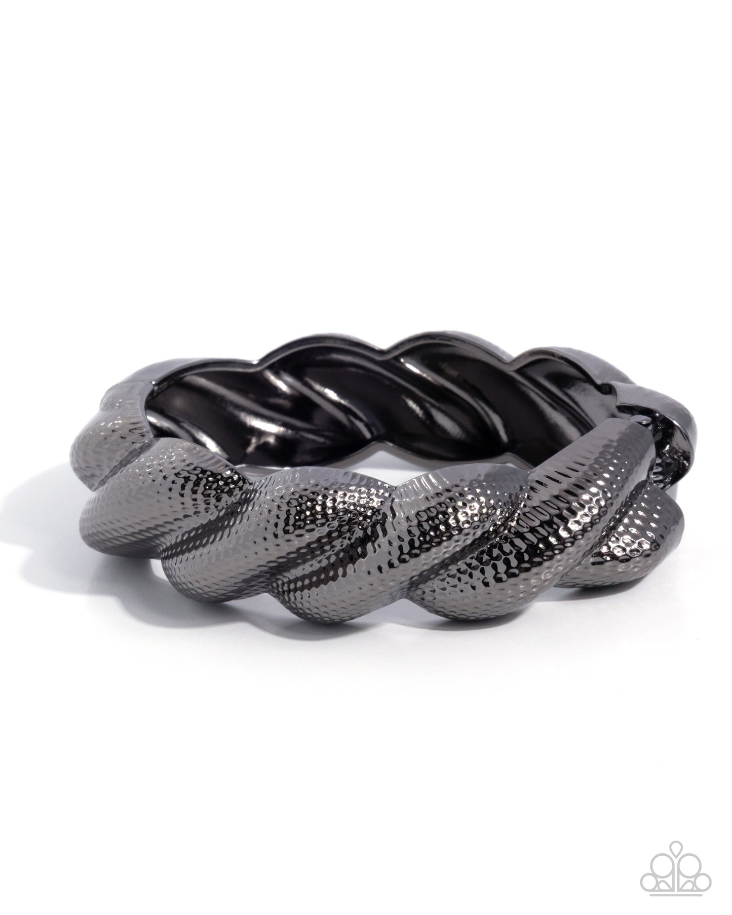 Black braided bracelet on a white background