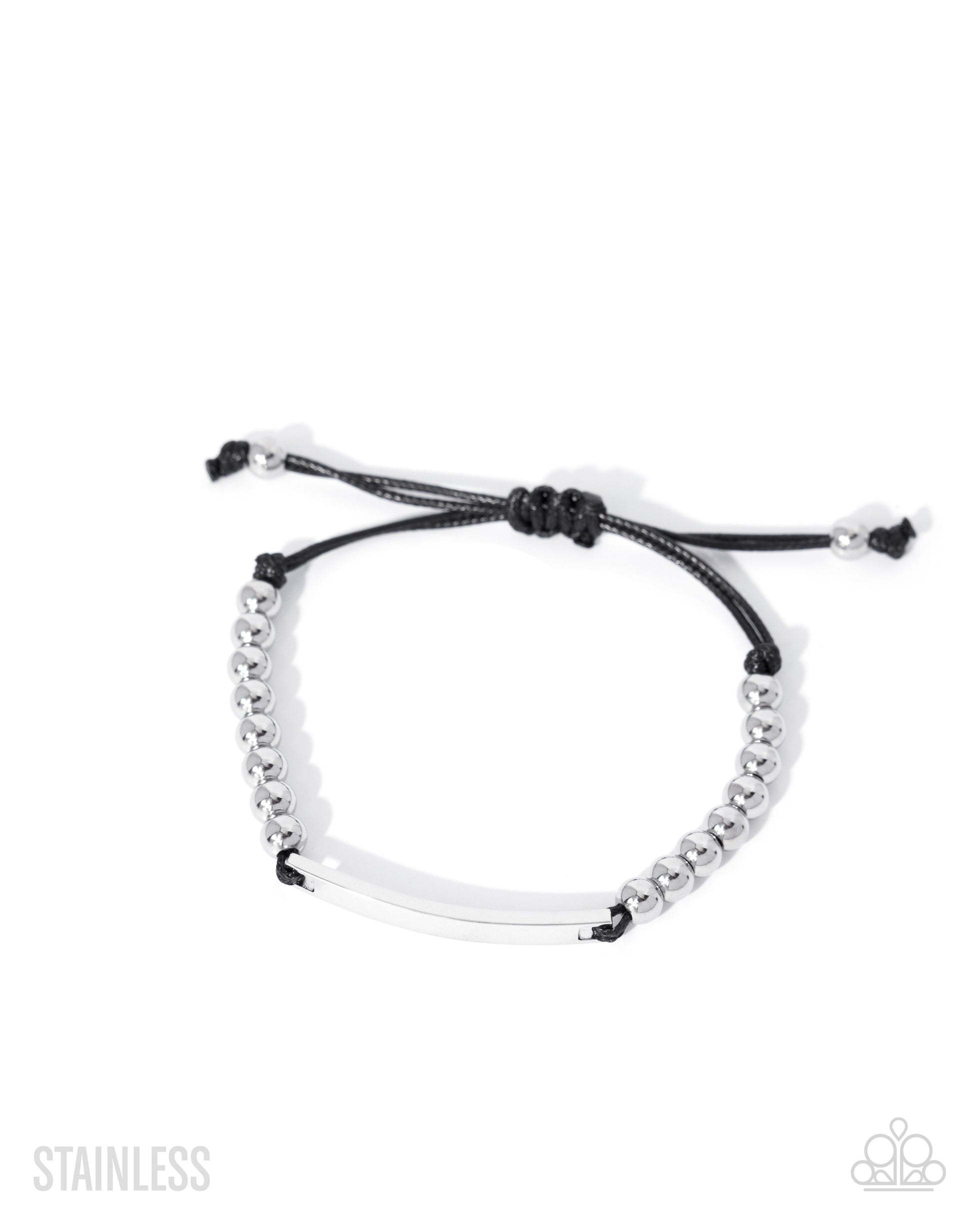 Black and white beaded bracelet on a white background