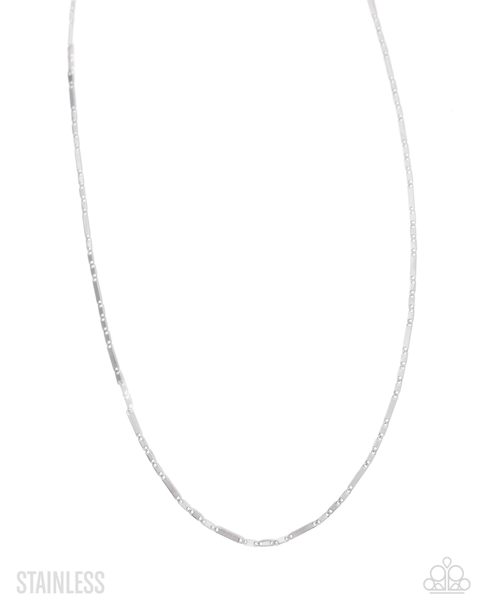 Silver chain necklace on a white background