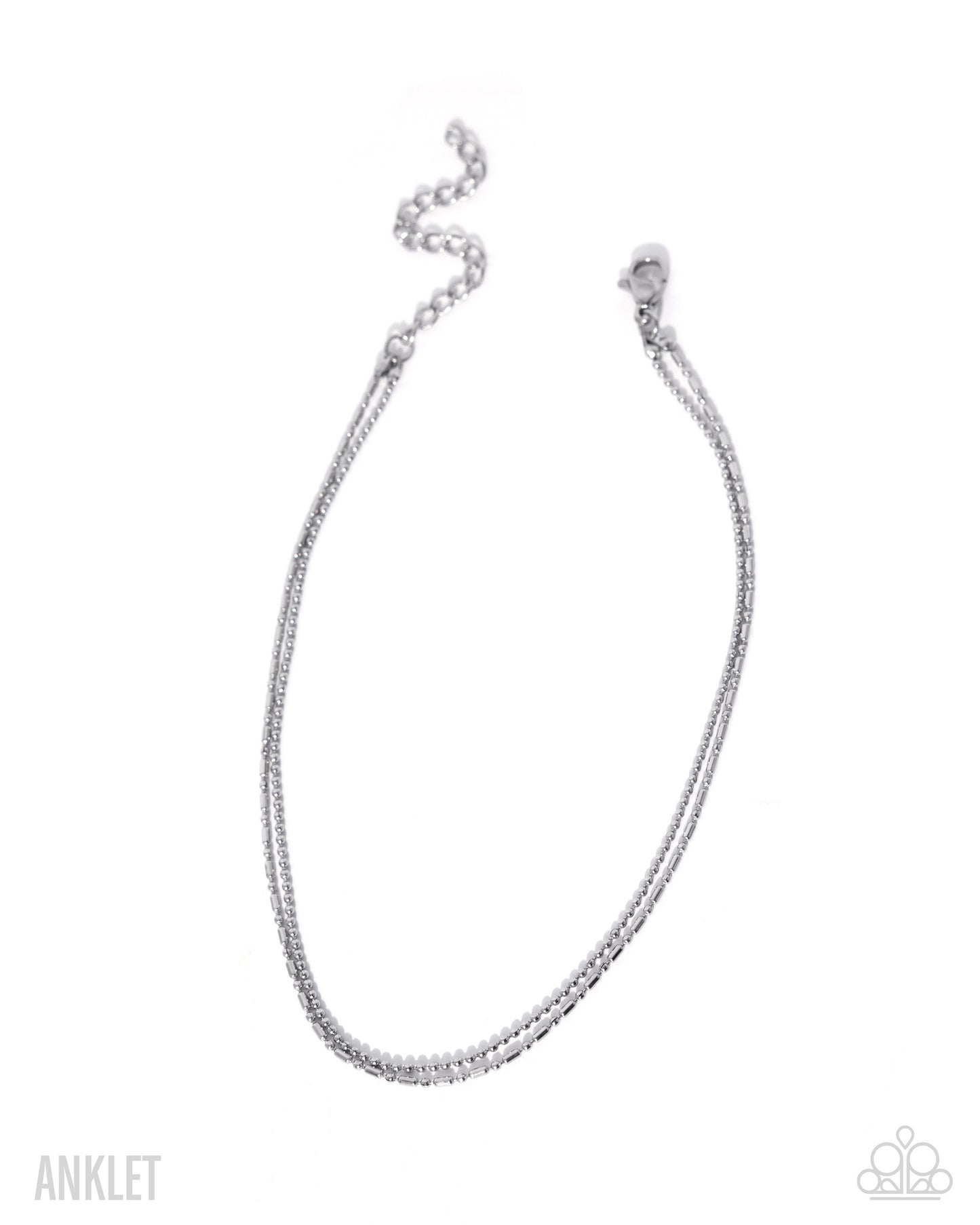 Silver anklet on a white background