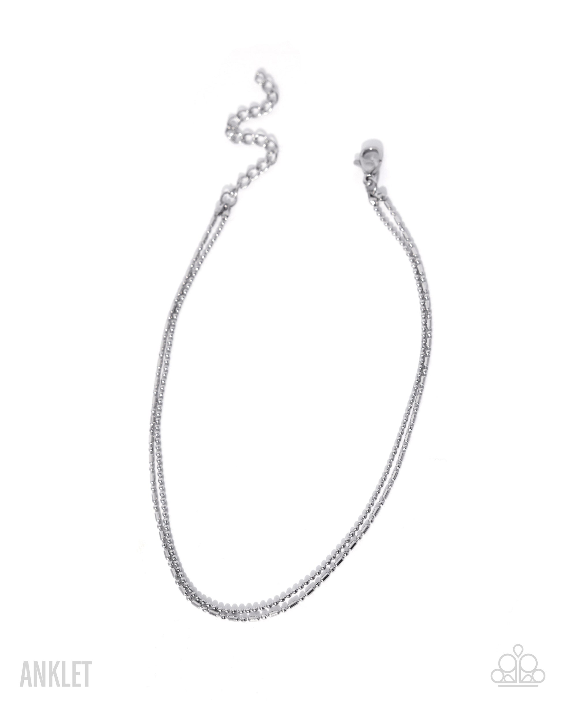 Silver anklet on a white background