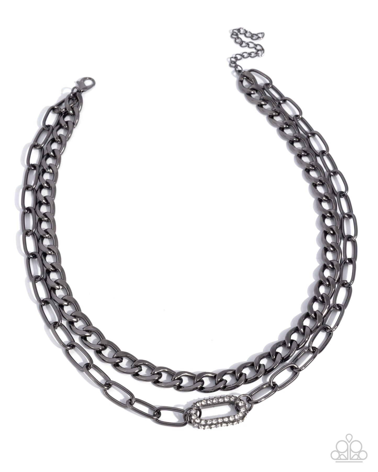 Double-layered chain necklace on a white background