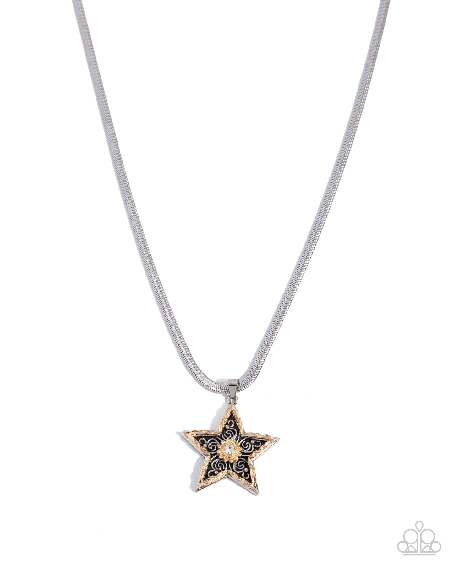 Star-shaped pendant necklace on a white background