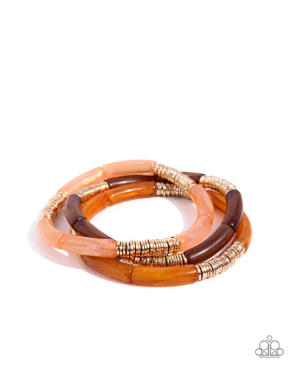 Cheerful Comeback Orange Acrylic Bracelet Set by Jewelry by Bretta - front view