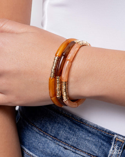 Cheerful Comeback Orange Acrylic Bracelet Set by Jewelry by Bretta - detail view