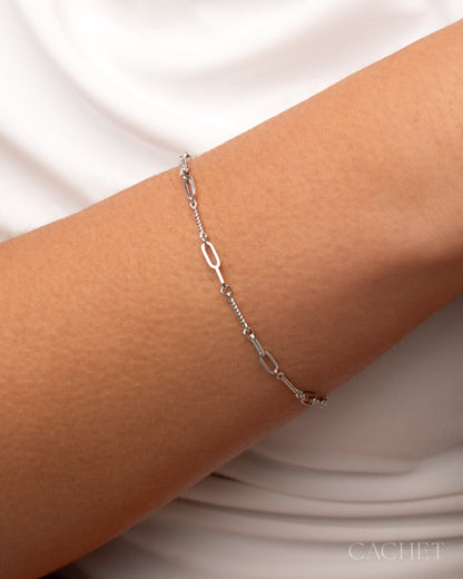 Dignité rhodium chain bracelet by Paparazzi Accessories at Jewelry by Bretta - view 2