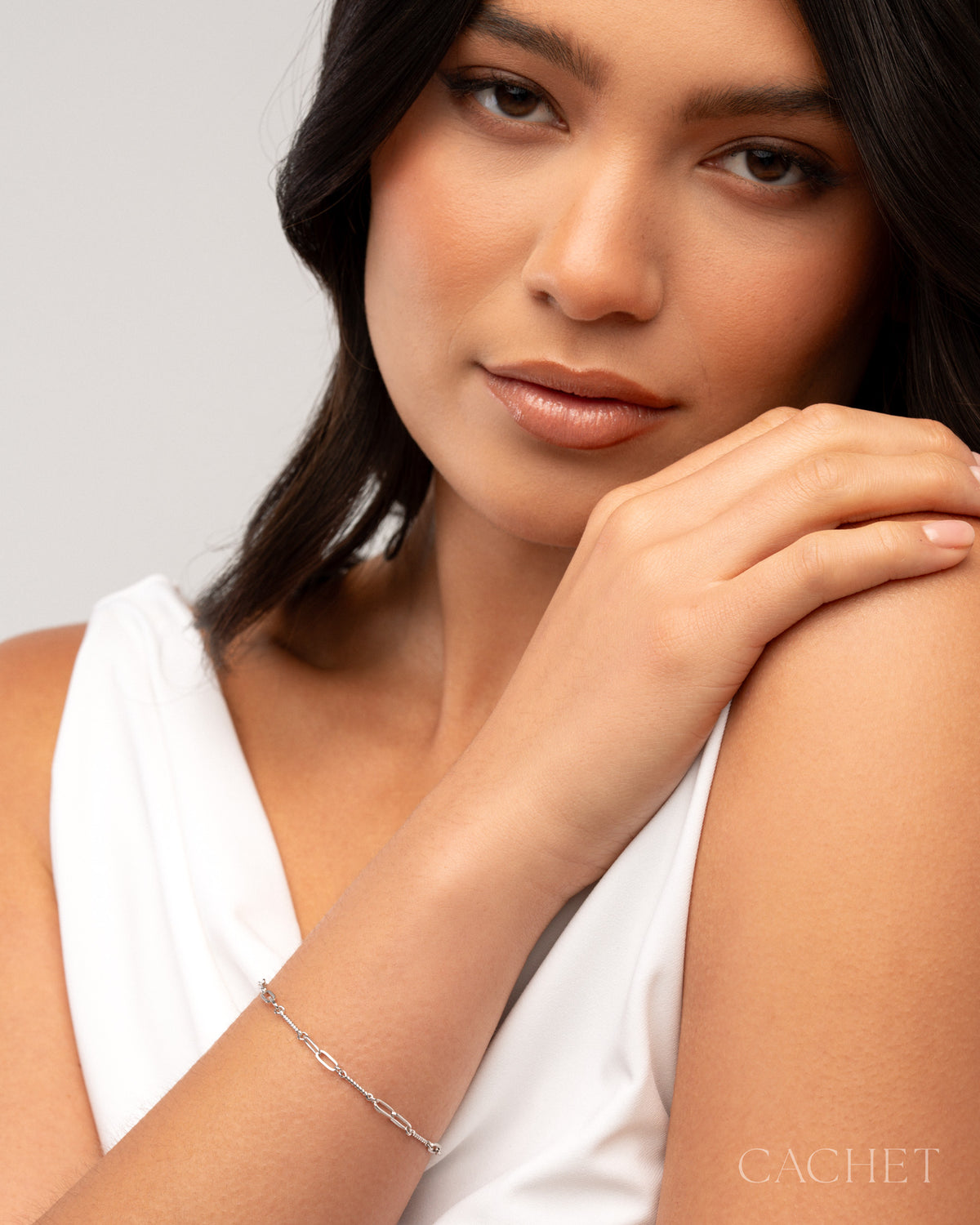 Dignité rhodium chain bracelet by Paparazzi Accessories at Jewelry by Bretta - view 3
