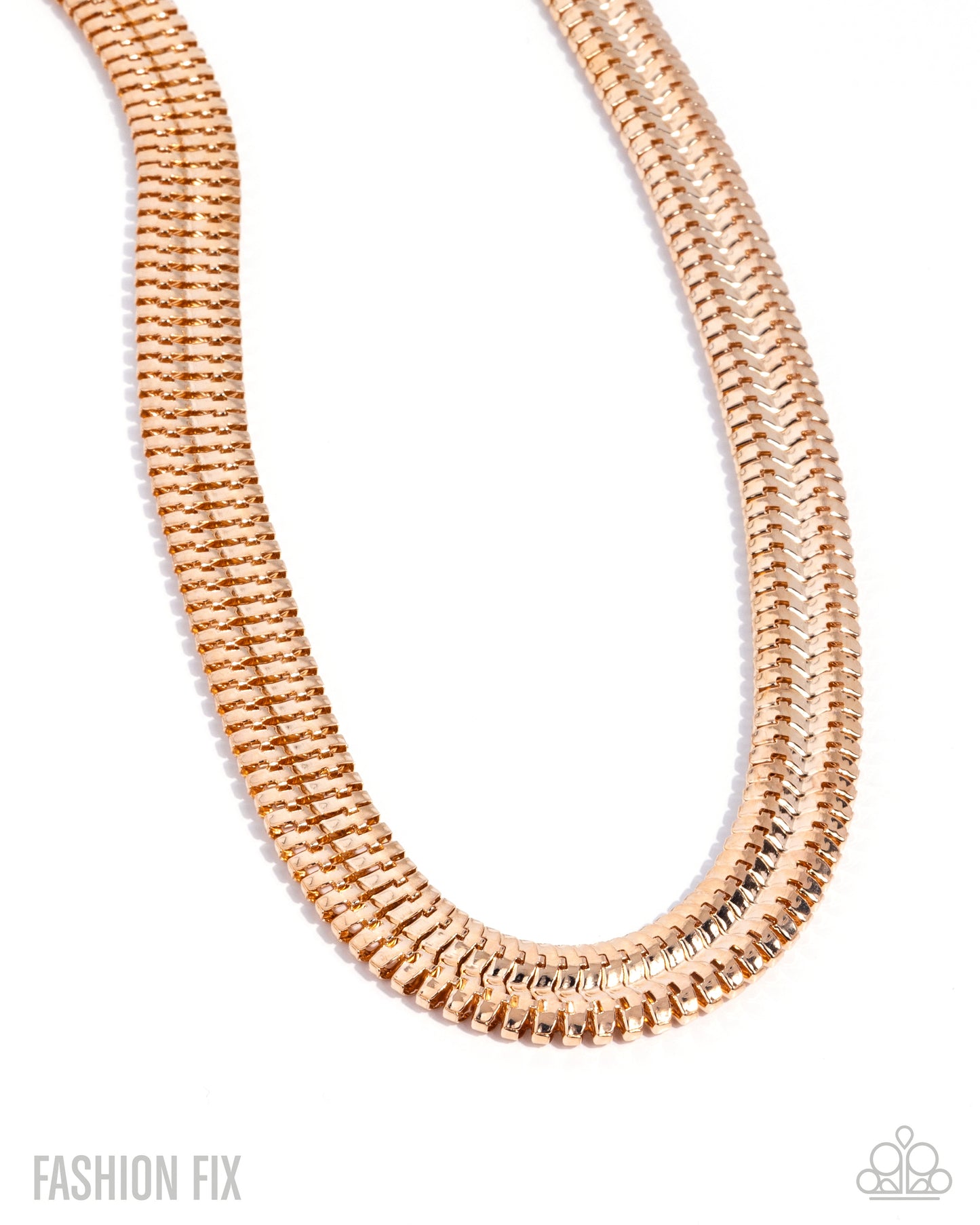 Rose gold chain necklace on a white background