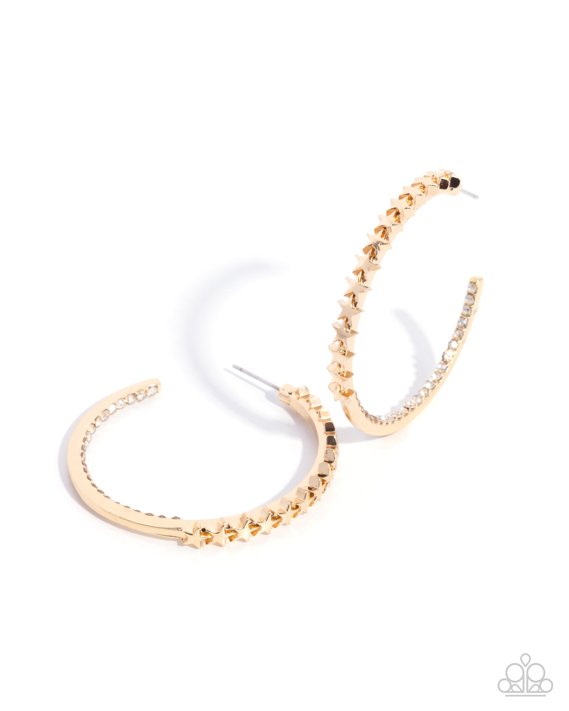 Gold hoop earrings on a white background