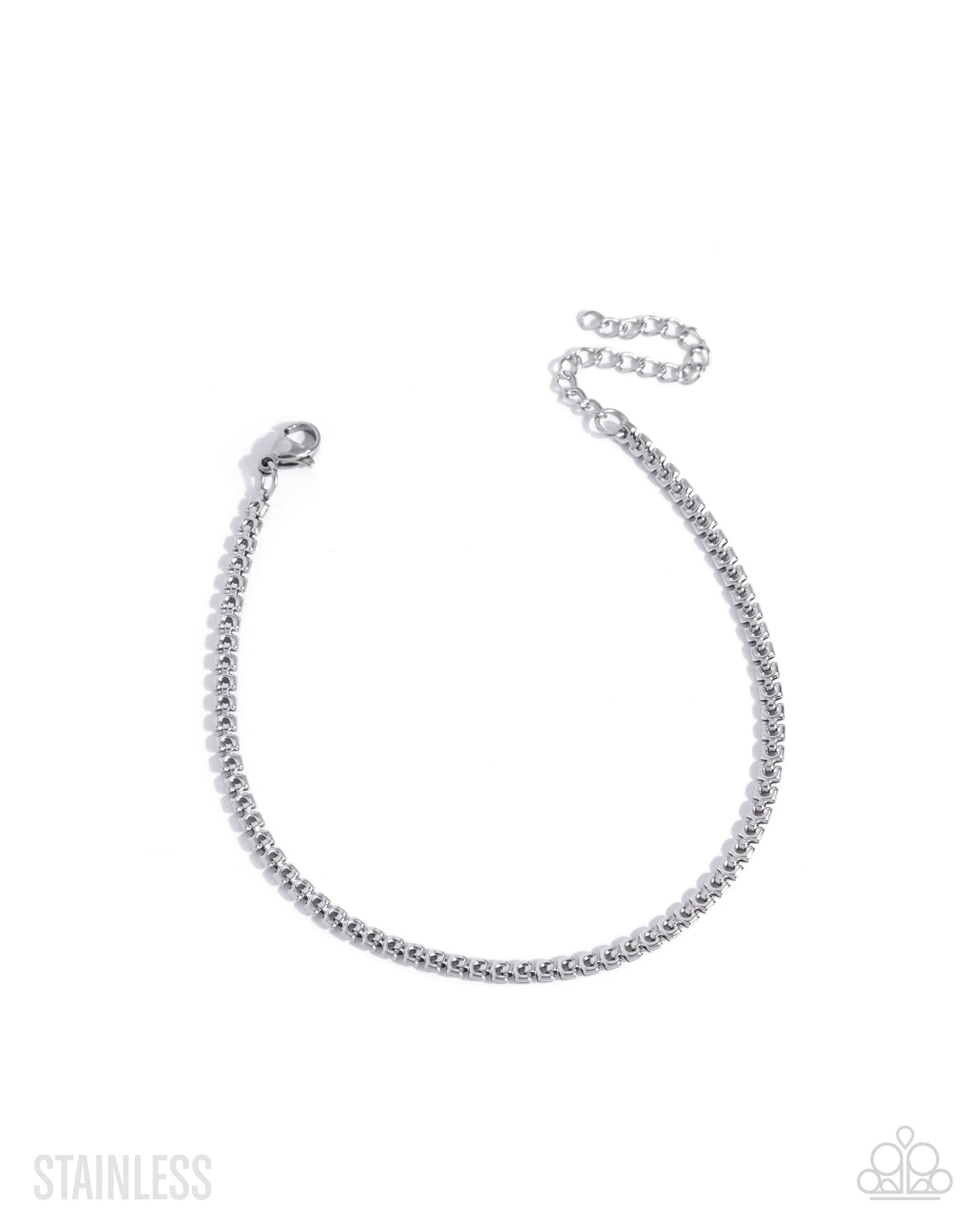 Silver chain bracelet on a white background