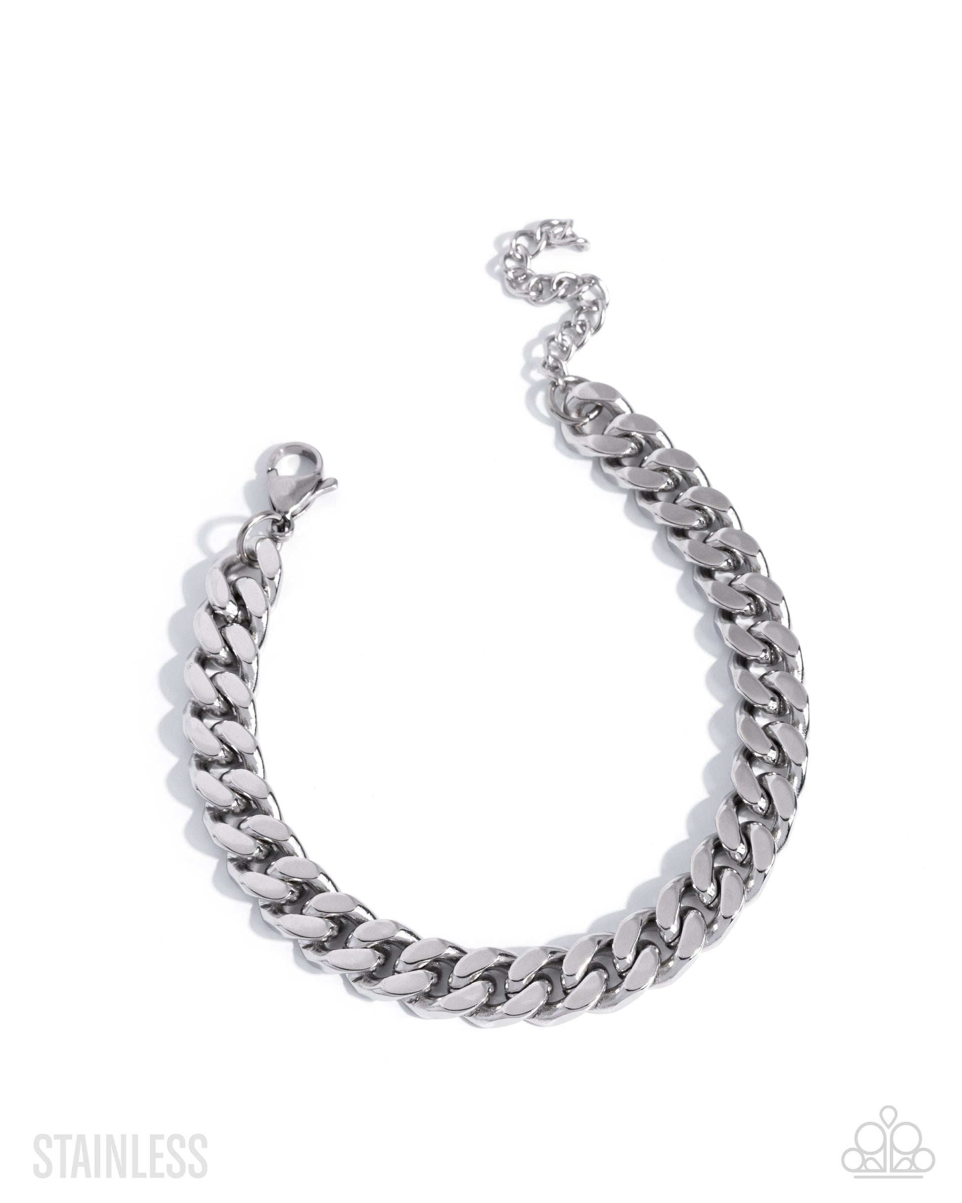 Silver chain bracelet on a white background