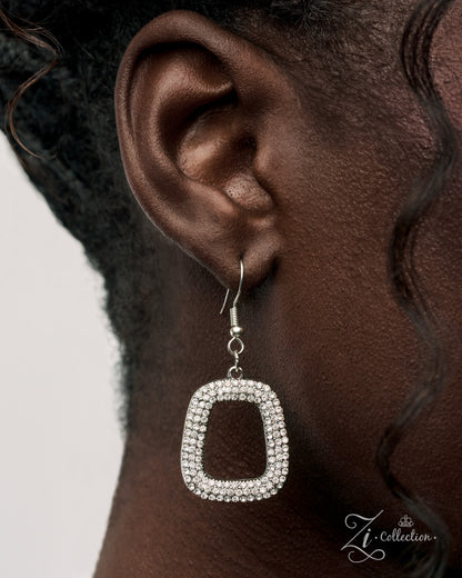 Savant Paparazzi Zi Collection silver chains and an abstract pendant with black and white gems - detail view 2