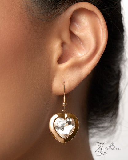 Enthusiast Paparazzi Zi Collection white heart-shaped gems in smooth gold frames - detail view 2