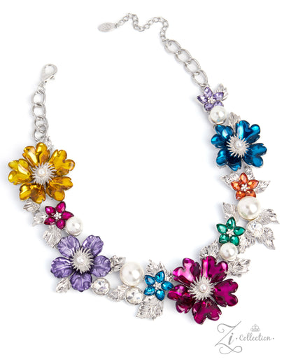 Reveler Paparazzi Zi Collection colorful floral frames with pearls and rhinestones - necklace