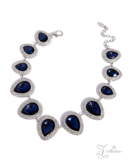 Sovereigness Paparazzi Zi Collection blue teardrop gems framed with white rhinestones - necklace