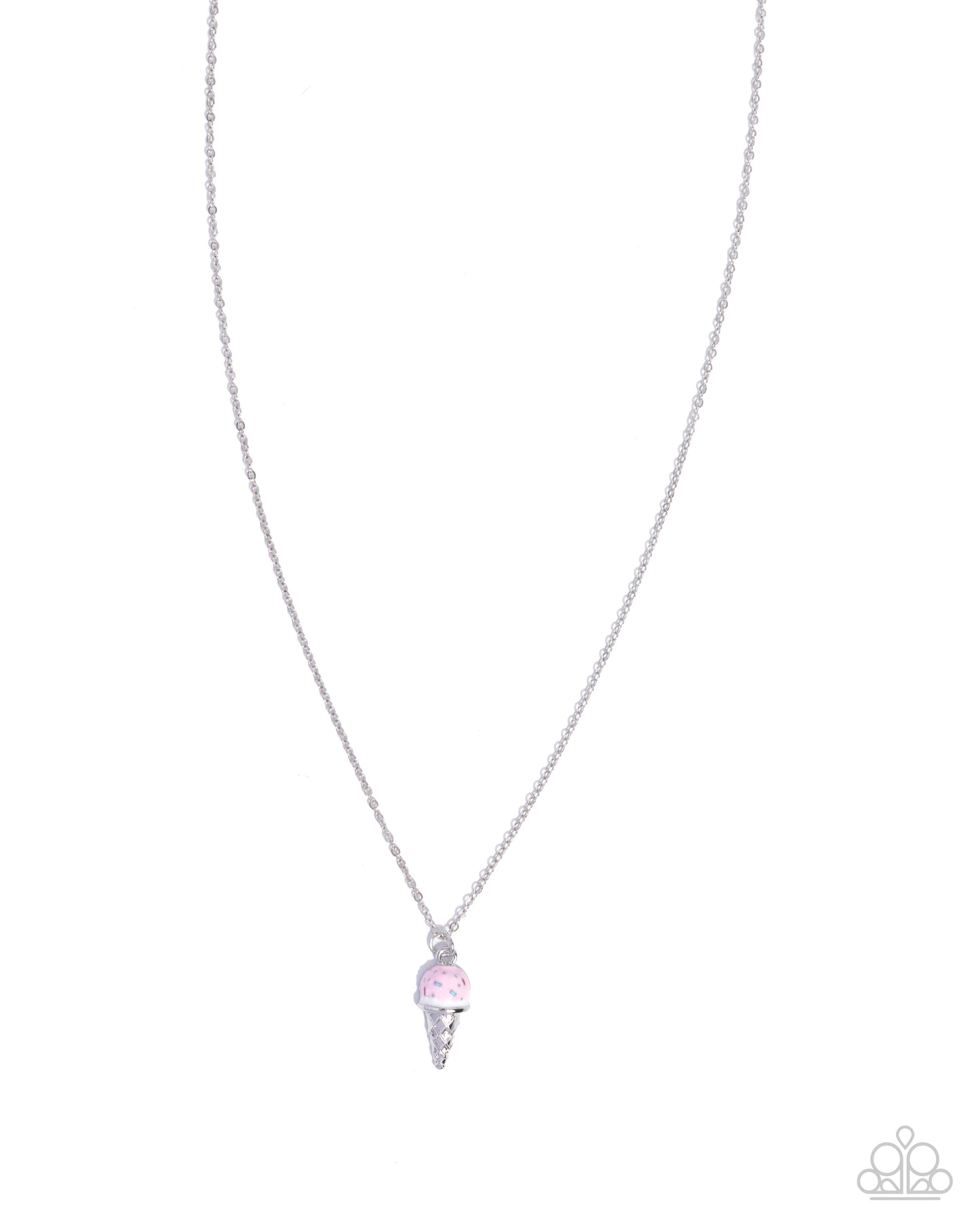 Necklace with a pink heart pendant on a white background