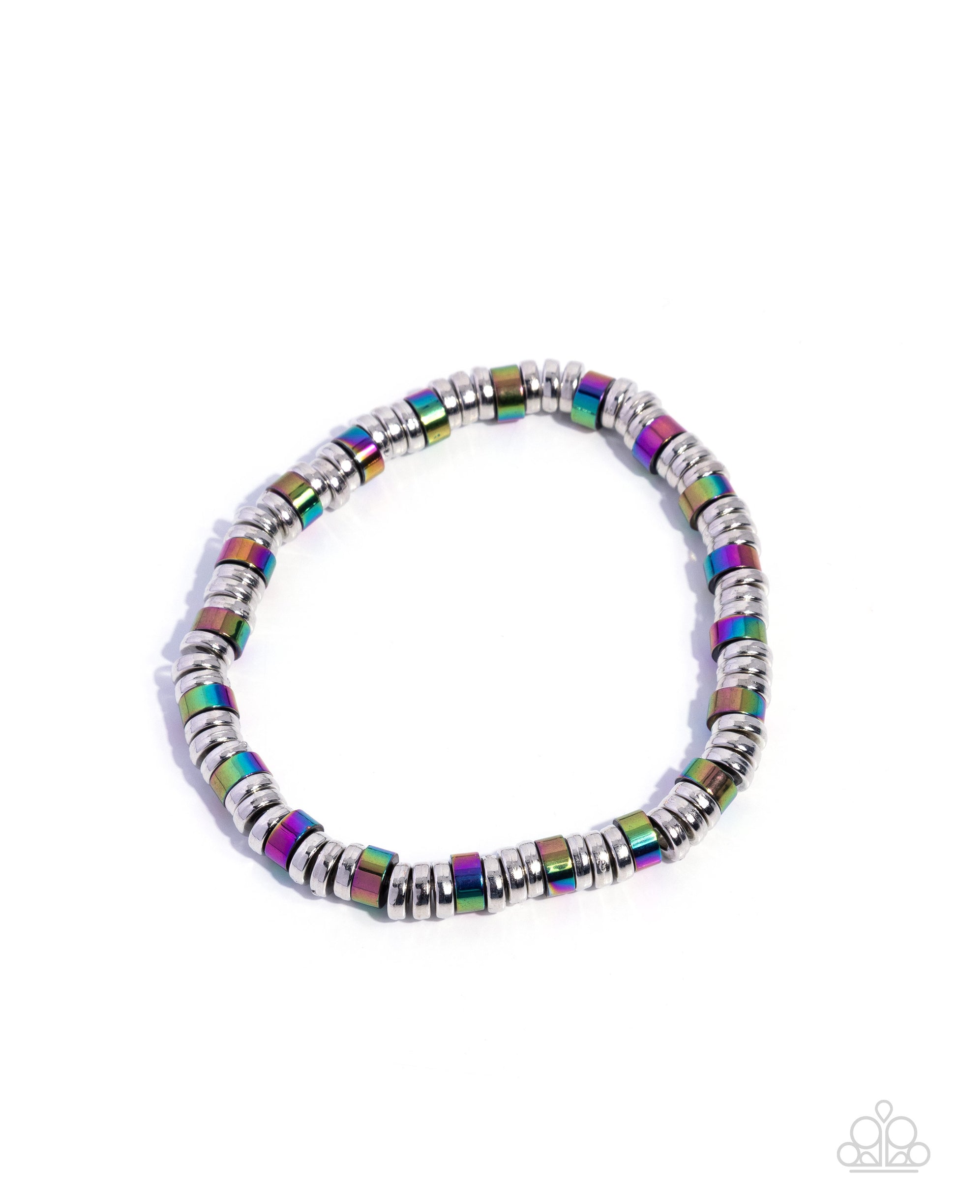 Multicolored beaded bracelet on a white background