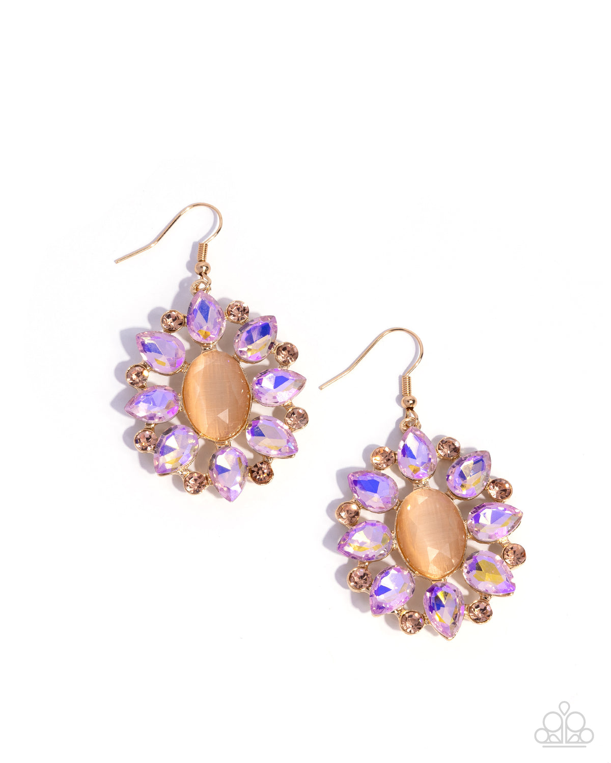 Impressive Array gold floral earrings with champagne gems