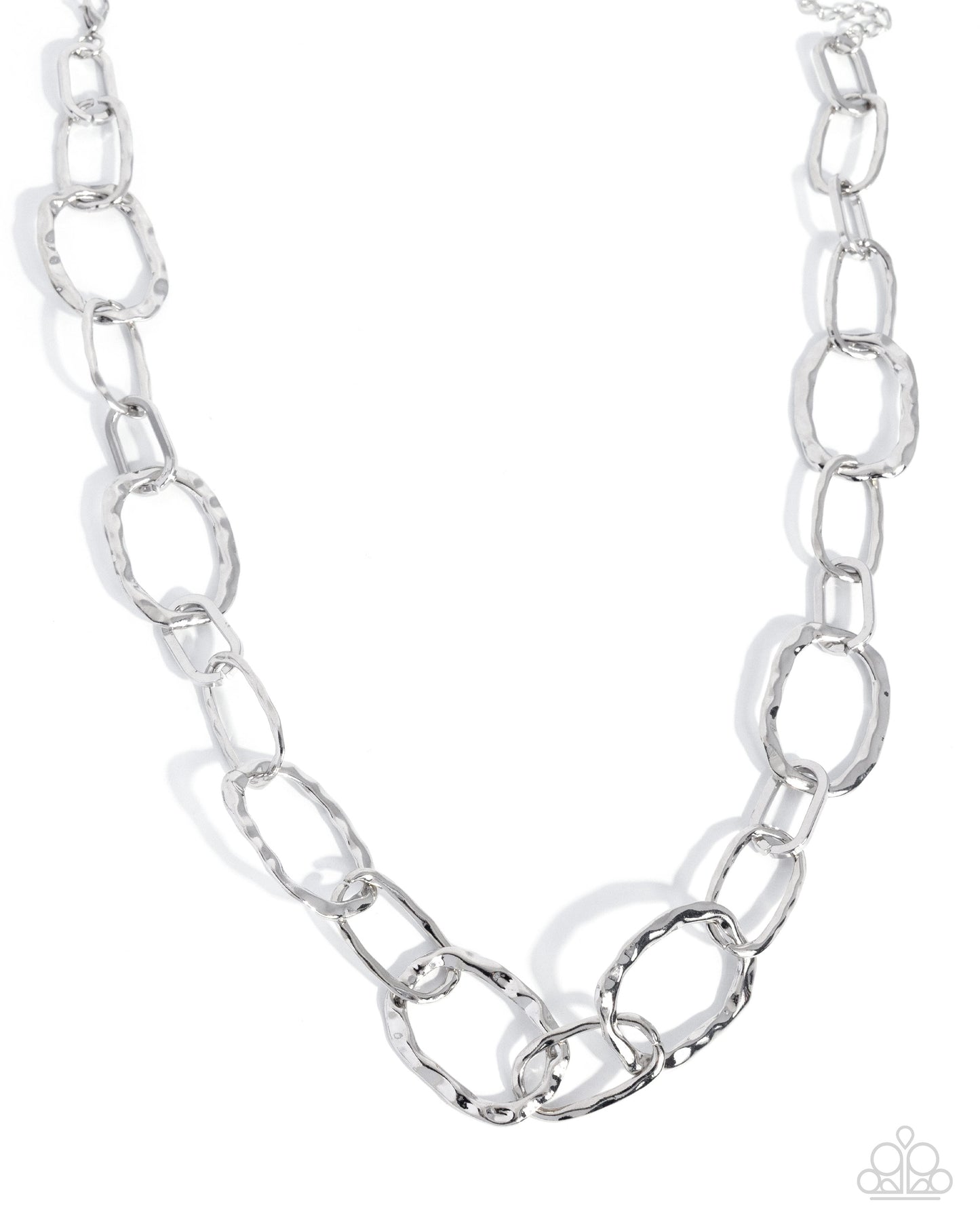 Silver chain necklace on a white background