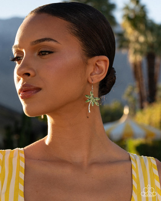 Palm Tree Party Green Earrings