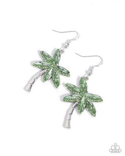 Palm Tree Party Green Earrings