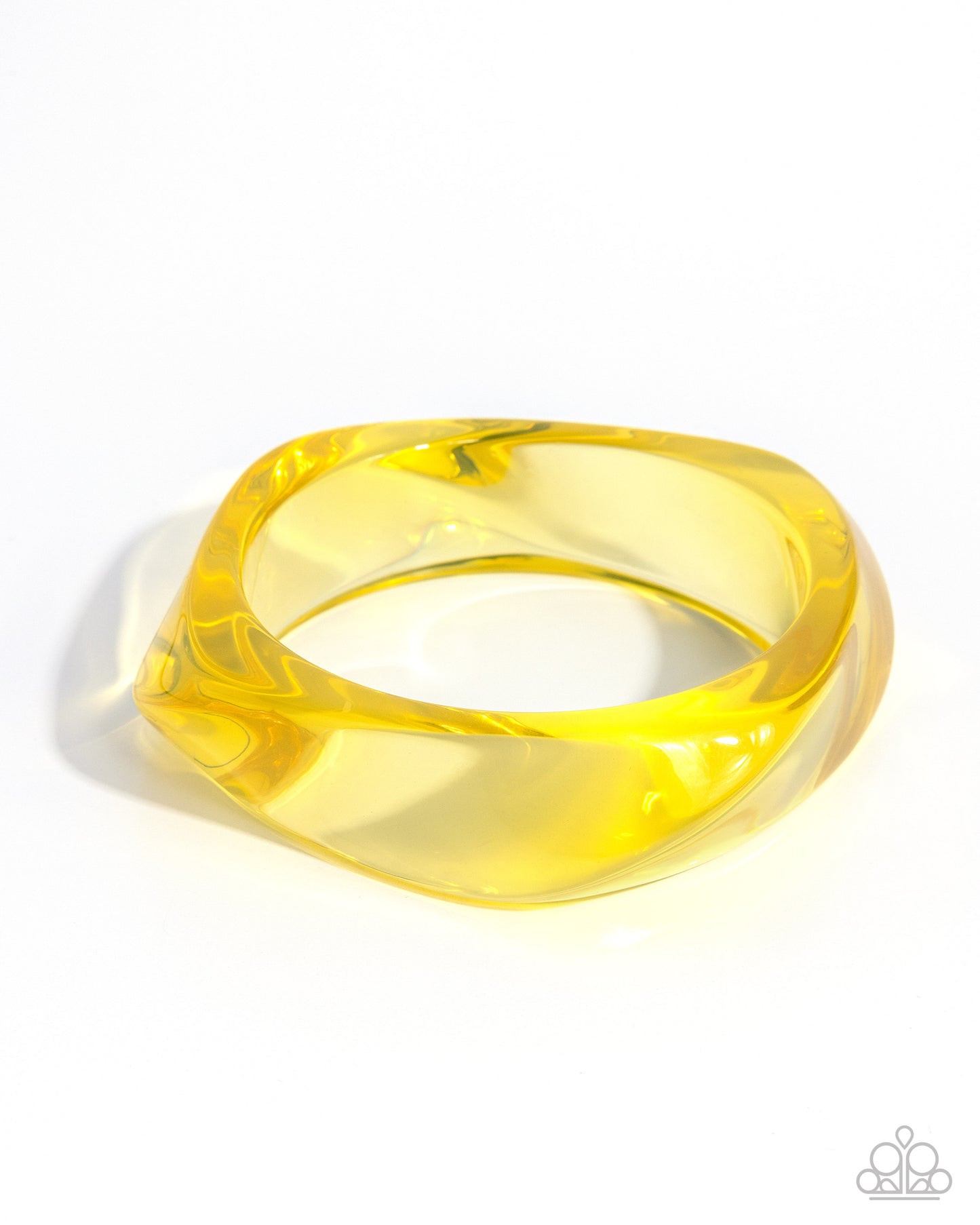 Yellow ring with a glossy finish on a white background