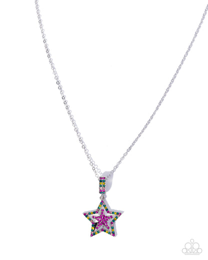 Surreal Star pink rhinestone necklace by Jewelry by Bretta