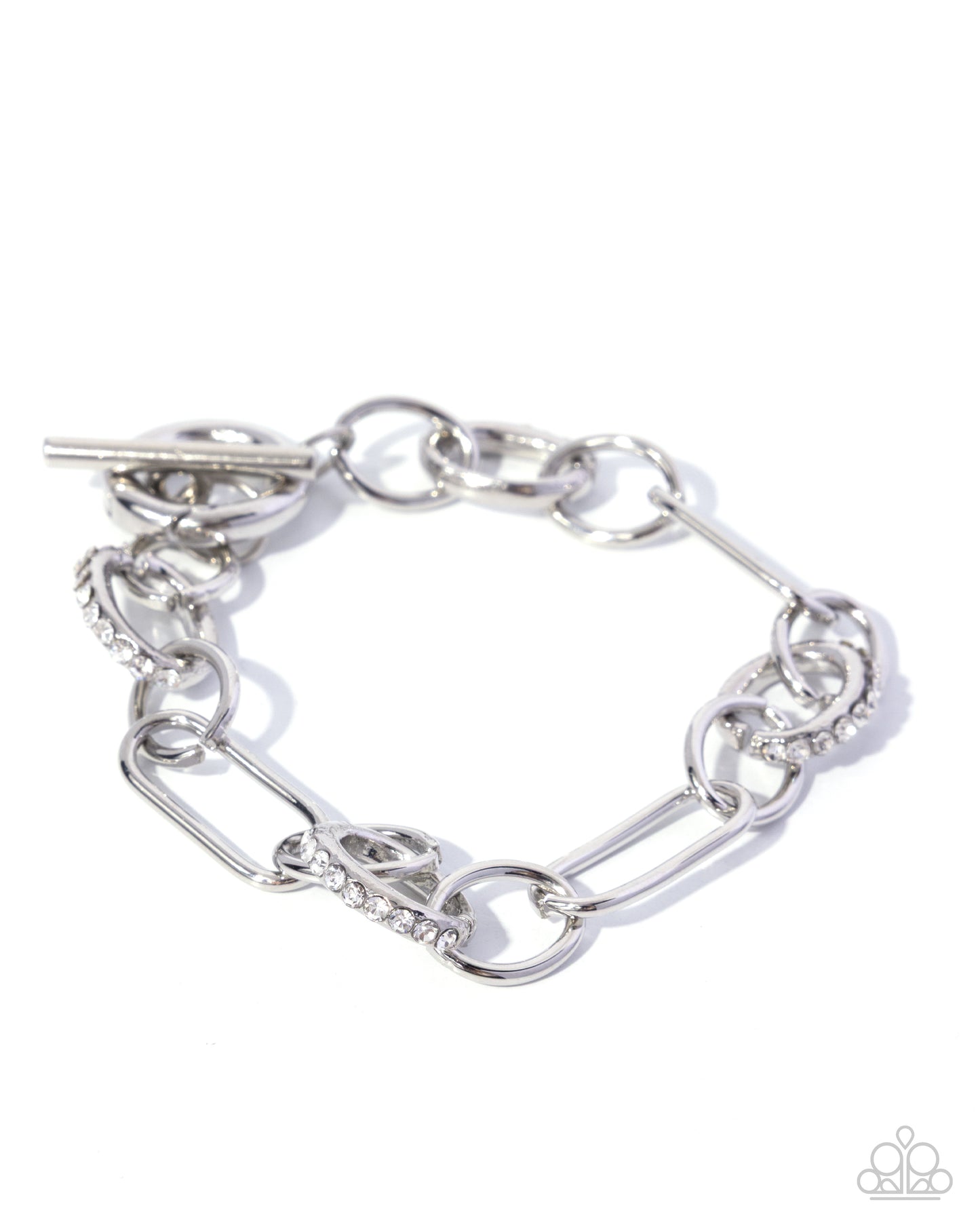 Silver chain bracelet on a white background