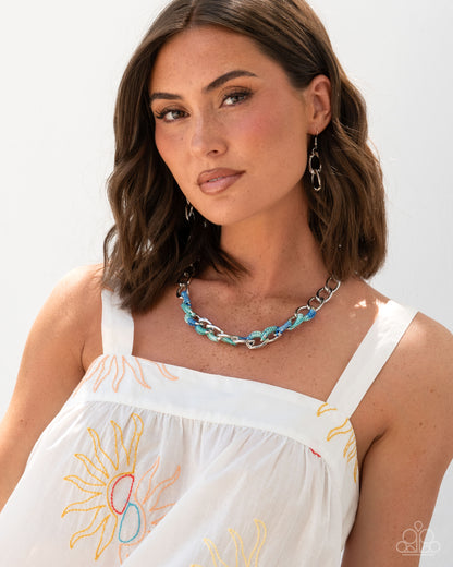 Calibrated Cording Blue Necklace