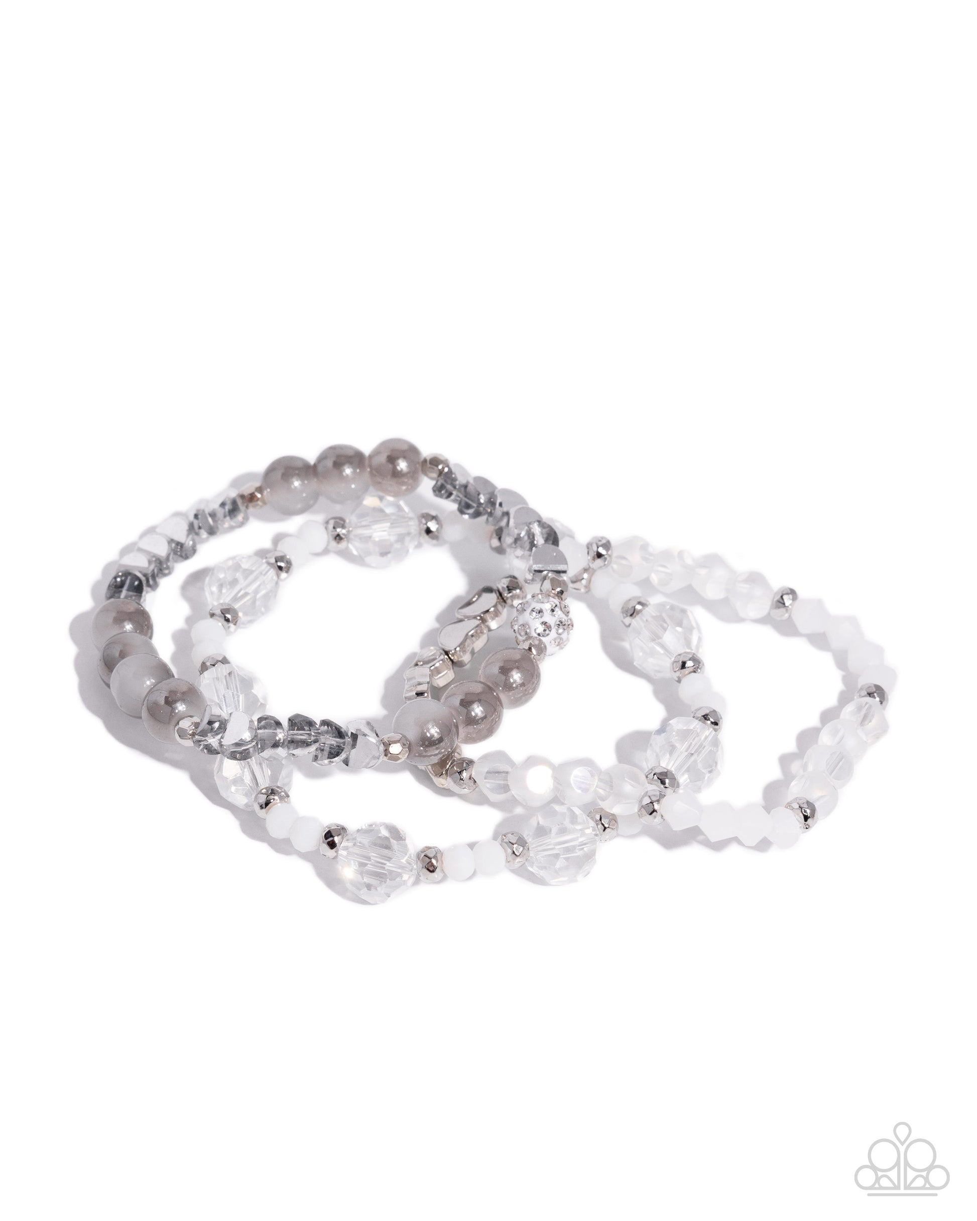 Set of beaded bracelets on a white background