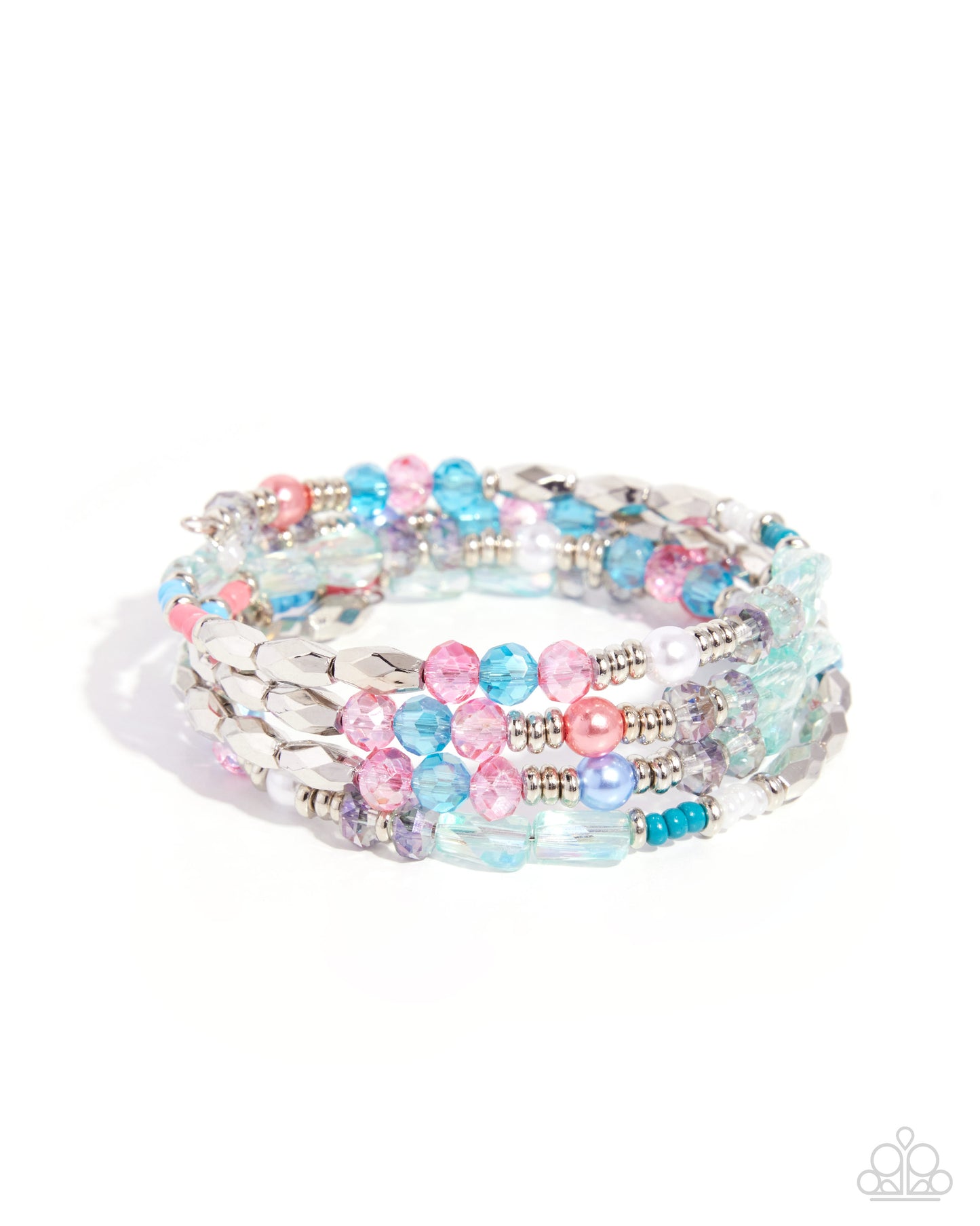 Multicolored beaded bracelet on a white background
